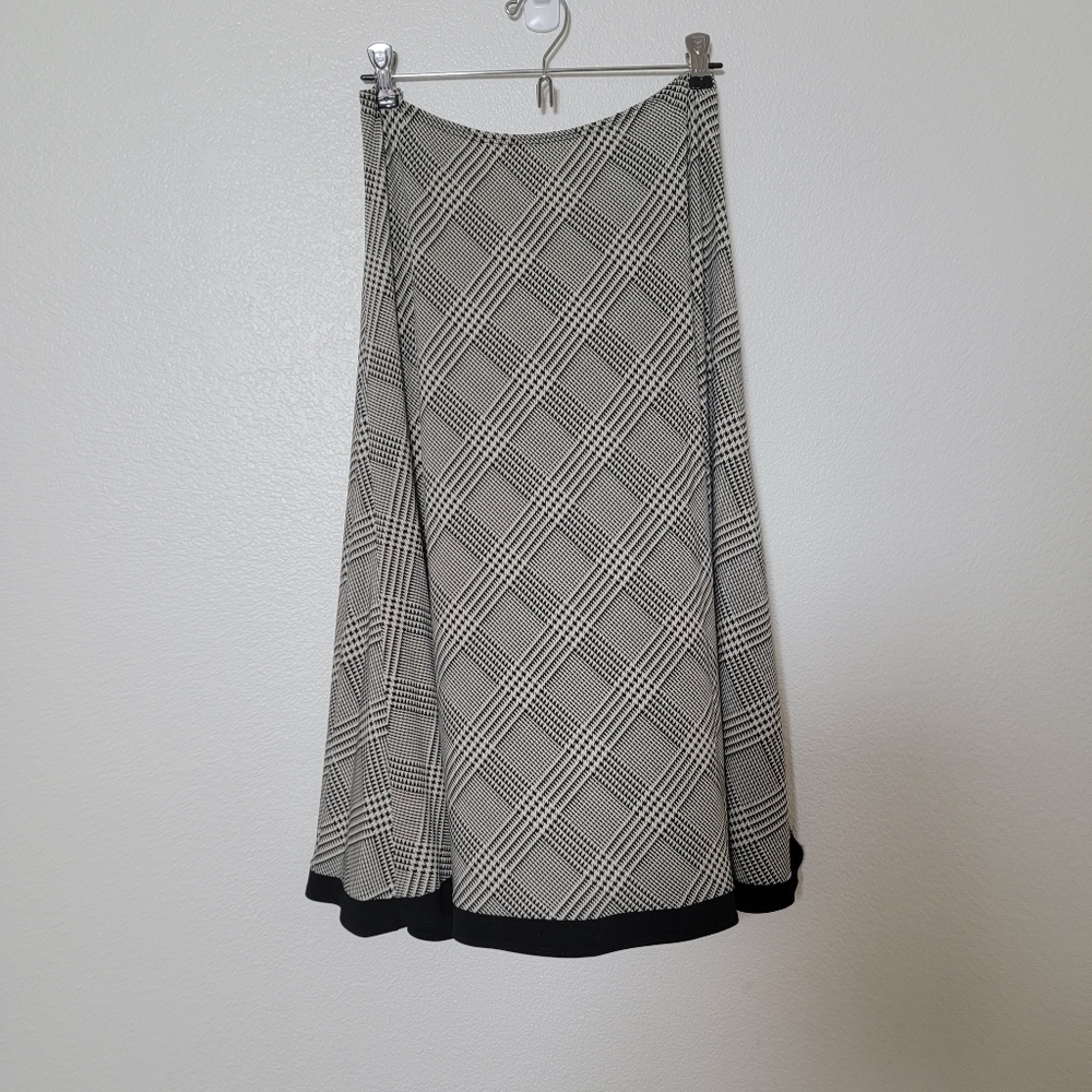 Julie Mitchell Urban Collection Black/Cream Houndstooth Midi Skirt Sz L - Picture 7 of 9